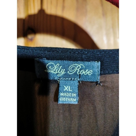 Lily Rose black and red floral blouse woman size XL - Picture 3 of 6